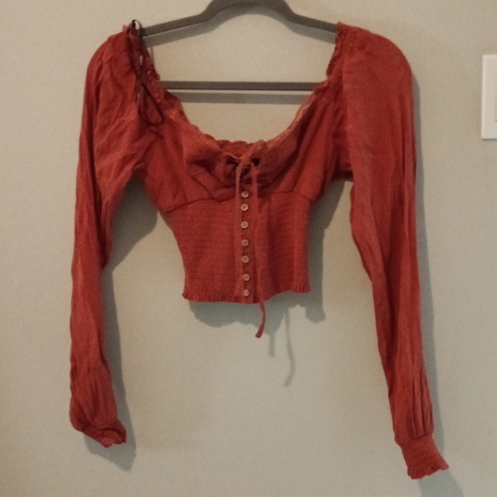 Long sleeve cropped ORANGE Forever 21 top